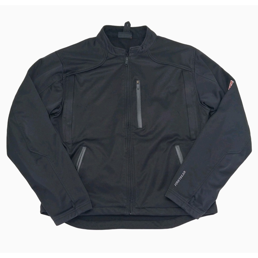 First Gear TPG Jacket Mens XL Black Softshell Full Zip Motorcycle Riding